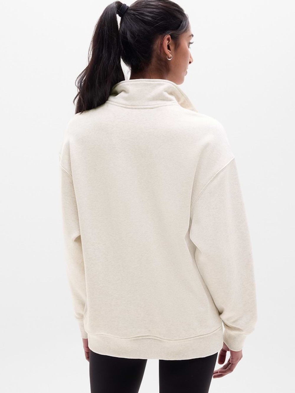 Athleta Heathered Cream Quarter-Zip Pullover - Picture 2 of 6